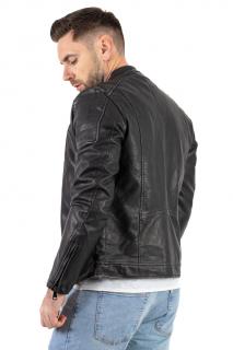 Geaca eco-piele neagra vintage