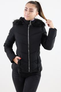 Geaca femei cu gluga detasabila neagra cold protection