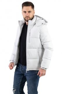 Geaca impermeabila de iarna cu gluga detasabila alb polar