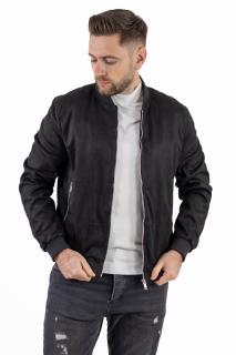 Geaca neagra piele intoarsa imitatie cu guler scurt