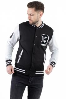 Jacheta neagra bomber cu maneci albe