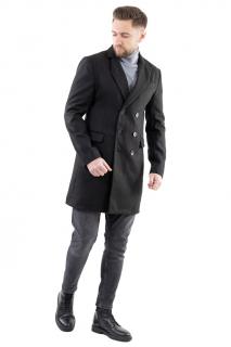 Palton barbati negru cu 6 nasturi