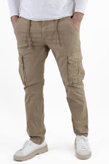 Pantaloni bej cargo cu buzunare regular fit