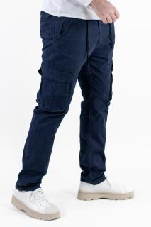 Pantaloni bleumarin cargo cu buzunare regular fit