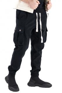 Pantaloni cargo negri material reiat