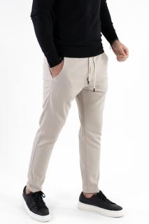 Pantaloni crem casual cu dungi albe