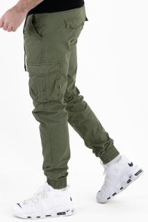 Pantaloni verzi cargo cu buzunare slim fit