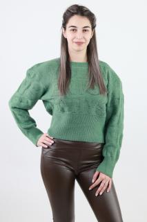 Pulover verde din tricot cu simboluri