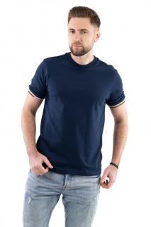 Tricou barbati bleumarin cu detalii la maneci