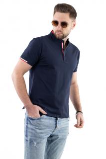 Tricou barbati bleumarin cu guler tunica