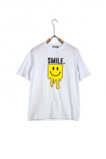 Tricou barbati oversize smile alb