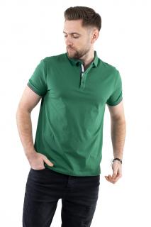 Tricou barbati verde cu guler scurt