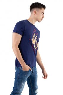 Tricou bumbac bleumarin cu imprimeu bike