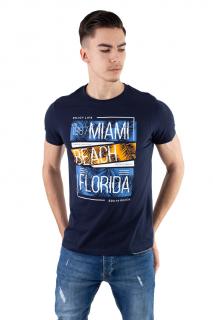 Tricou bumbac bleumarin cu imprimeu Miami