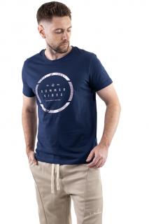 Tricou bumbac bleumarin cu imprimeu Summer Vibes