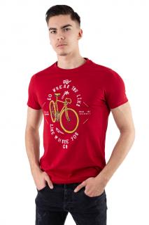 Tricou bumbac bordo cu imprimeu bike