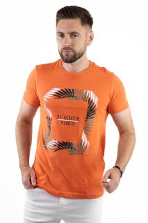 Tricou bumbac orange cu imprimeu Summer