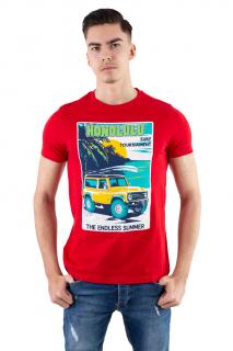 Tricou bumbac rosu cu print