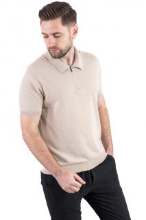 Tricou elegant bej din bumbac aerisit