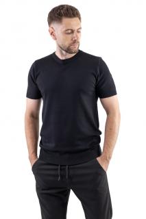 Tricou negru simplu barbati din tricot