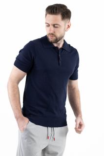 Tricou polo barbati din tricot bleumarin