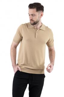 Tricou polo barbati din tricot crem