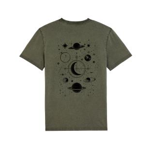 Tricou unisex aspect vintage, Cosmic Harmony, print spate