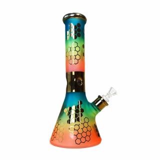 Bong sticla, Black Sheep, Rainbow Bee Hexagon Triple Glass, 32cm