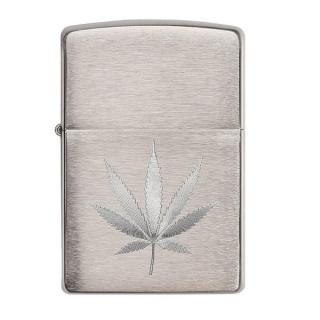 Bricheta originala Zippo, Cannabis Design Brushed Chrome Engraved