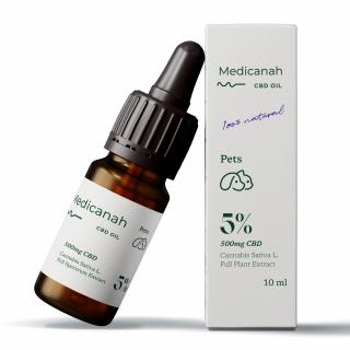 Ulei de Canabis CBD 5%, 500mg, Caini si Pisici, Full Spectrum, Medicanah, Aroma Sunca, 10ml