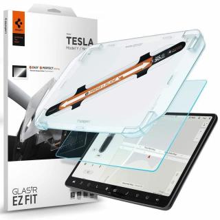 Folie sticla cu sistem de montare Spigen glas tr ez fit compatibila cu Tesla Model Y   3