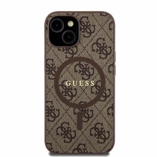 Husa Iphone 15  Guess logo metalic maro magsafe