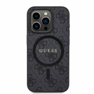 Husa Iphone 15 Pro Guess logo metalic negru magsafe