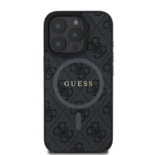 Husa Iphone 16 Pro Max Guess logo metalic negru magsafe