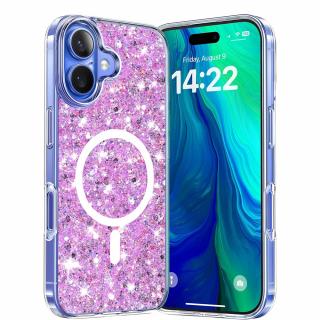 Husa Iphone 16 Techsuit Sparkly Glitter magsafe magenta
