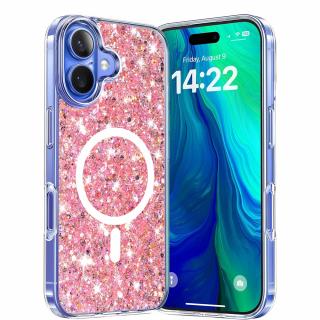 Husa Iphone 16 Techsuit Sparkly Glitter magsafe roz