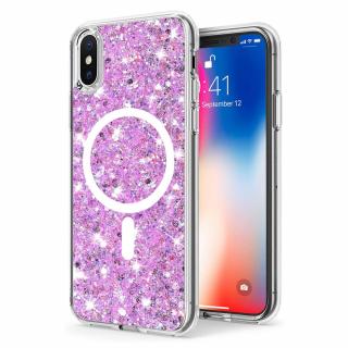 Husa Iphone X   XS Techsuit Sparkly Glitter magsafe roz