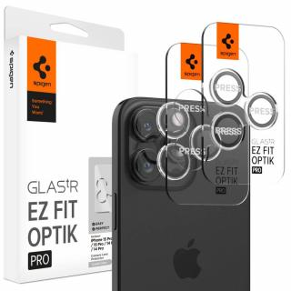 Pachet 2X Folie sticla camera Spigen Optik iPhone 14 Pro   14 Pro Max   15 Pro   15 Pro Max   16 Pro   16 Pro max transparent