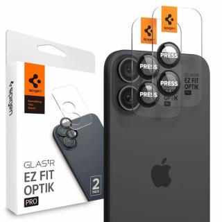 Pachet 2x Folie sticla camera Spigen Optik iPhone 16 Plus negru