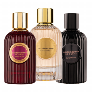 Pachet 3 parfumuri dama EauDeMadame: Velvet Amber 90ml + De Giovany 90ml + Blacknrose 90ml