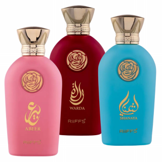 Pachet 3 parfumuri dama: Warda 100ml + Abeer 100ml + Shanaya 100ml