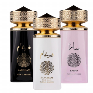 Pachet 3 parfumuri: Zargham Black 100ml + Zargham Gold Elixir 100ml + Sarah 100ml