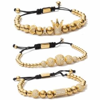 Set 3 Bratari Amunis Luxury 121 Placaj Aur 24K