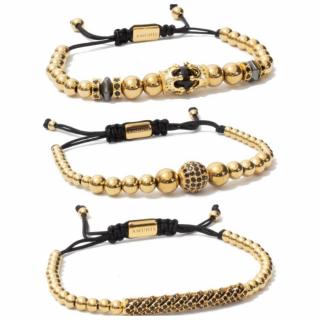 Set 3 Bratari Amunis Luxury 123 Placaj Aur 24K