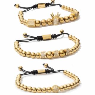 Set 3 Bratari Amunis Luxury 128 Placaj Aur 24K