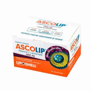 ASCOLIP Lipozomal Vitamina C 1000mg cu aroma de coacaze negre 30 plicuri