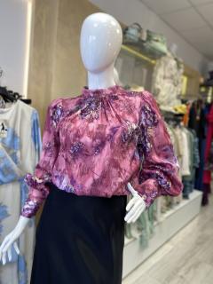 Bluza dama imprimeu flori mov