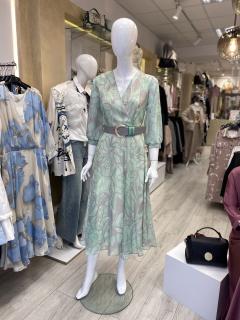 Rochie eleganta din voal cu imprimeu gri