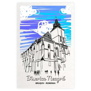 Carte postala, Biserica Neagra, Brasov