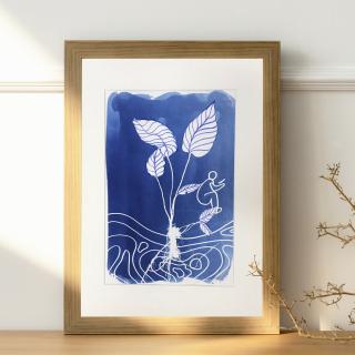 Cyanotype art, Read a Leaf